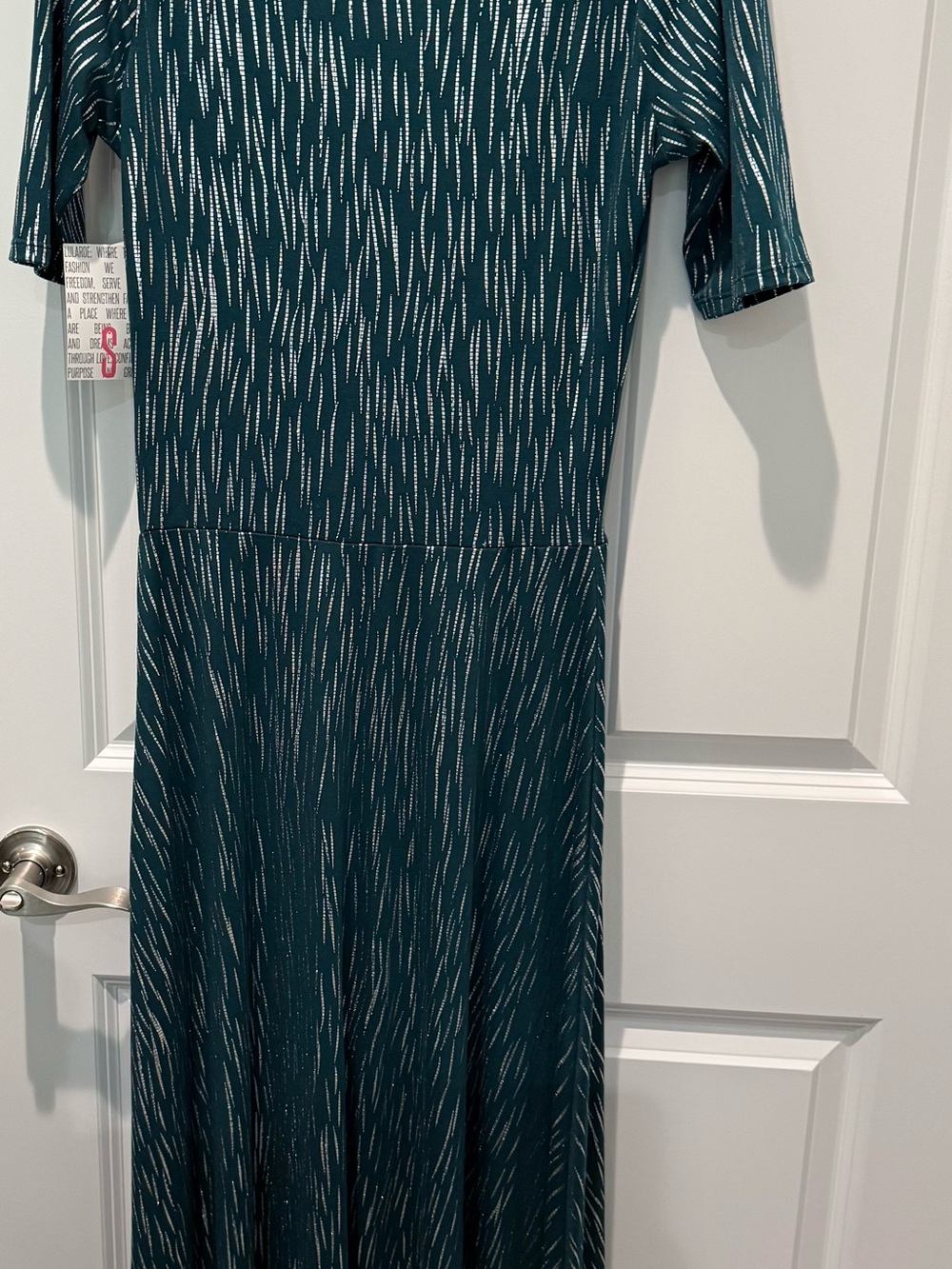 LuLaRoe Teal Maxi Dress with White Linear Print Small - Picture 6 of 6